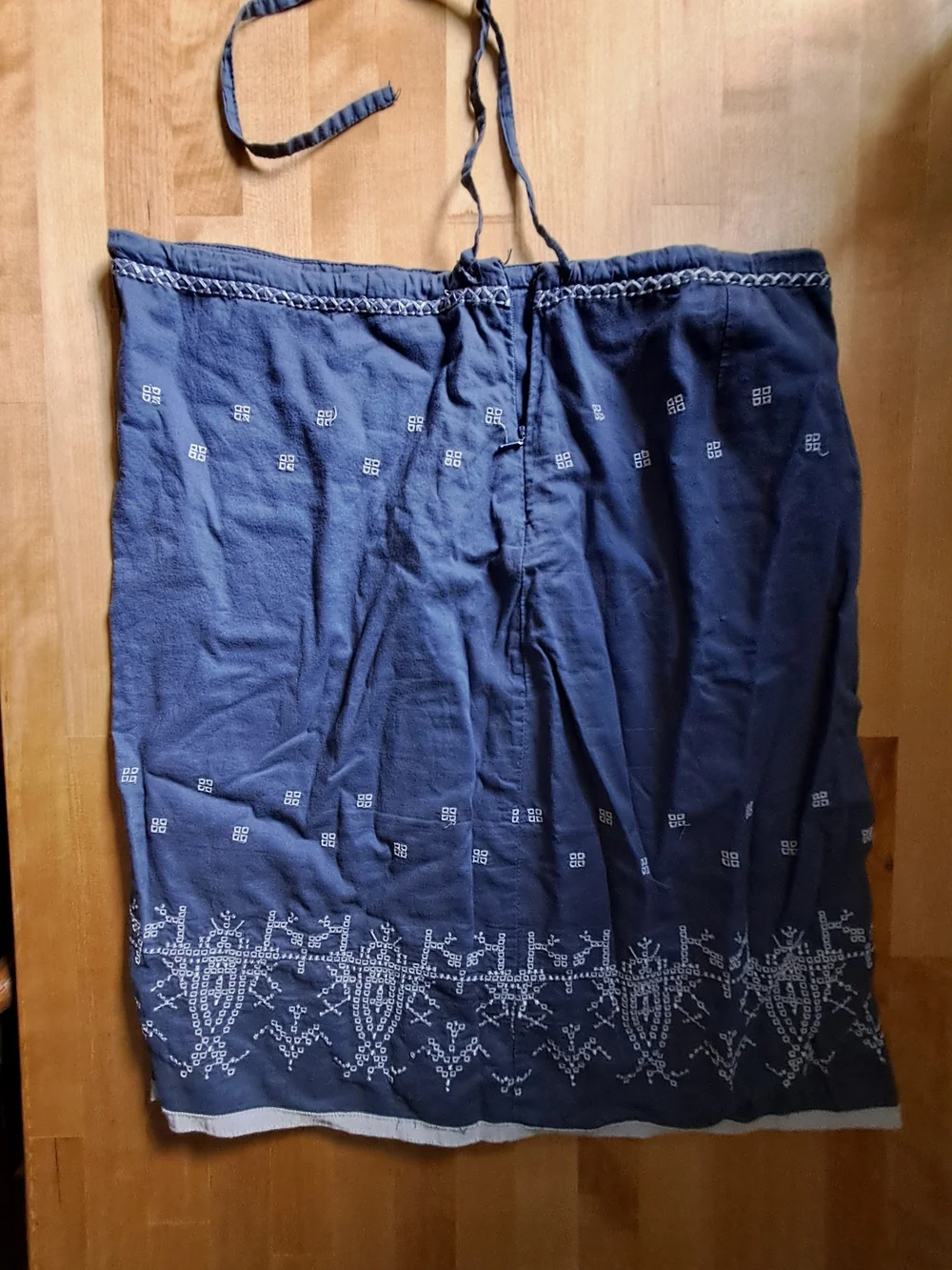 American Eagle Outfitters Navy Blue Embroidered Tie-Waist Midi Skirt
